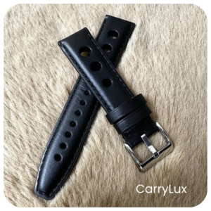 Edge 22MM Black Leather Strap- Elegant Watch Band