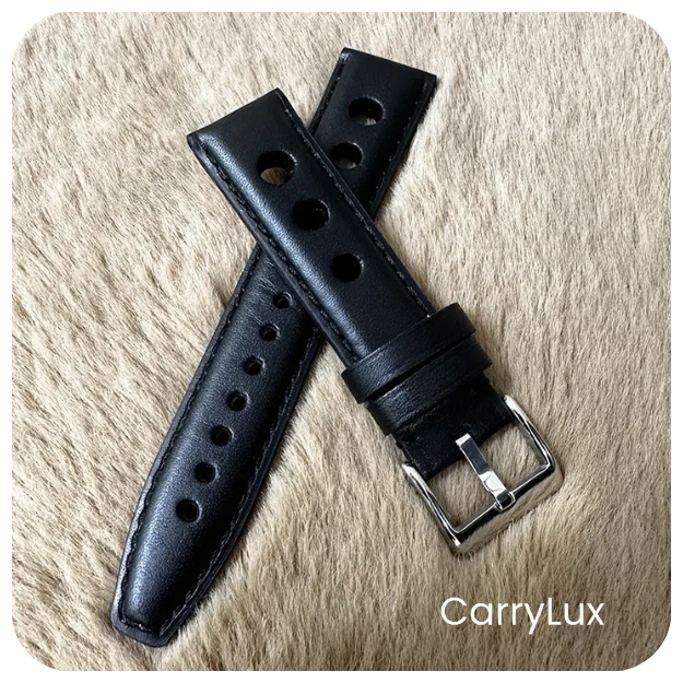 Edge 22MM Black Leather Strap- Elegant Watch Band