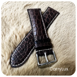 Vega 24MM Leather Crocodile Grain Watch Strap- Stylish and Versatile