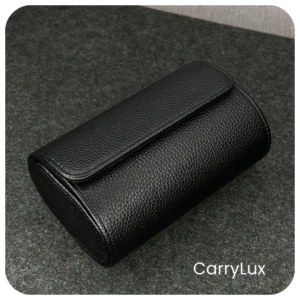 Premium Quality Imported Black Leather Travel Watch Box 2 Slots