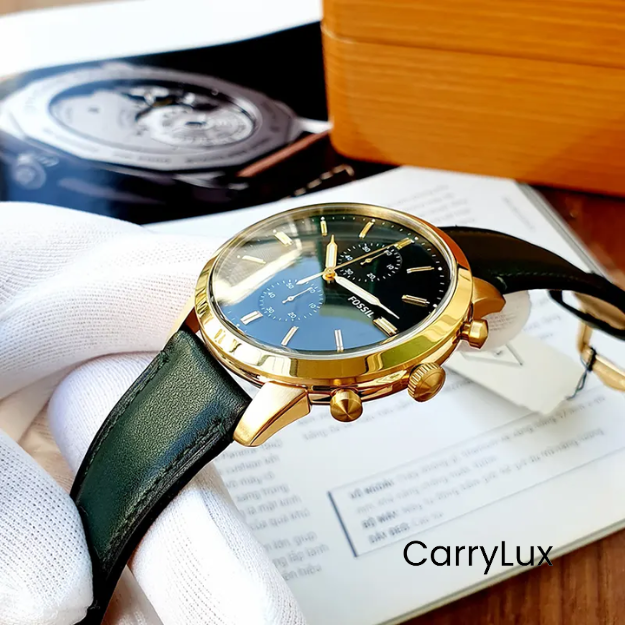 Fossil Townsman Chronograph Dark Green Leather Men's Watch- FS5599 - Image 2