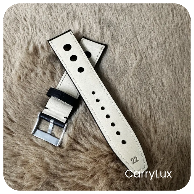 Edge 22MM Black Leather Strap- Elegant Watch Band - Image 2