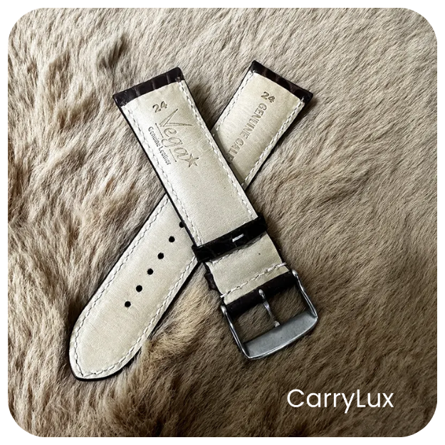 Vega 24MM Leather Crocodile Grain Watch Strap- Stylish and Versatile - Image 2