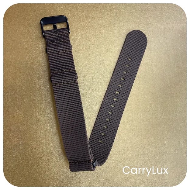 Nylon 22mm Dark Brown Premium Quality Watch Strap - Image 2