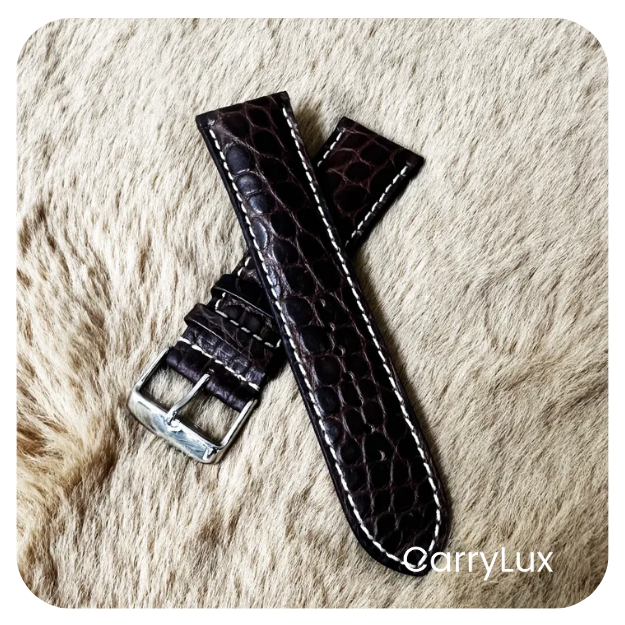 Vega 24MM Leather Crocodile Grain Watch Strap- Stylish and Versatile - Image 3