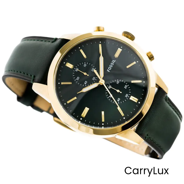 Fossil Townsman Chronograph Dark Green Leather Men's Watch- FS5599 - Image 4