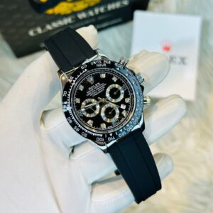 Premium Quality Racing Chronograph Belt Silver Black Watches