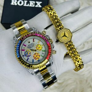 Premium Quality Rainbow White Watches & Bracelet Combo