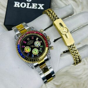 Premium Quality Rainbow Black Watches & Bracelet Combo