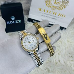 premium Quality watch & Bracelet T Stone White