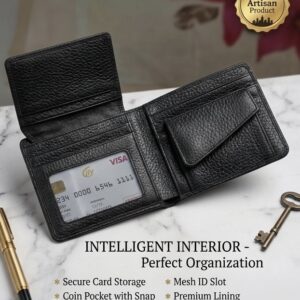 Nova Bifold Leather Wallet â Black